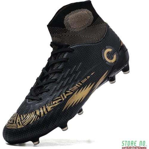 Brands High Top Ankle Protector School Student Kid Children Boy Girl Football Train Shoes Turf TF Flat Classic Soccer Sneakers