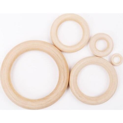 11 size Fine quality Natural Wood teething beads Wooden Ring Children Kids DIY wooden Crafts Jewelry Making