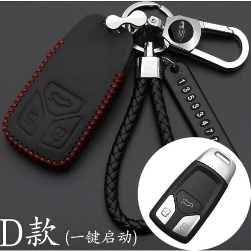 Leather Car Key Cover Case Key Case For AUDI A4 B9 Q5 Q7 TT TTS 8S 2016 2017 car smart remote Car Styling