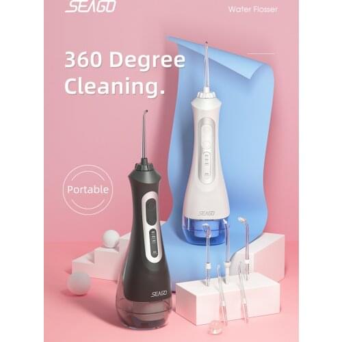 SEAGO USB Rechargeable Water Flosser Oral Irrigator Dental Portable 3 Modes 200ML Tank Water Jet Waterproof IPX7 Home