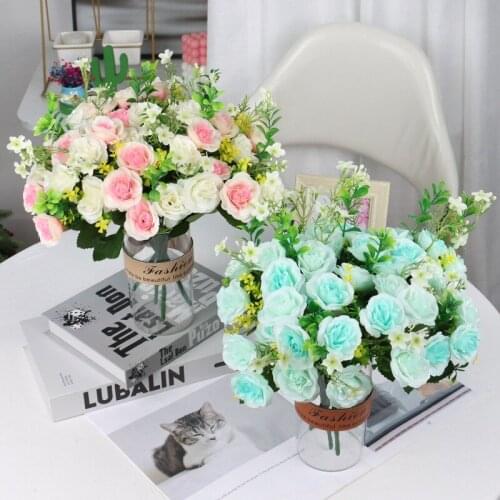 Artificial Flowers 10 Heads Bouquet Real Touch Silk Rose Long Stem Family Hotel Wedding Banquet Office Garden Home Decoration