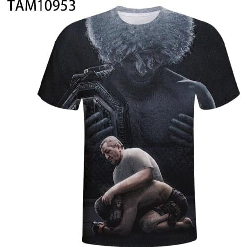 Khabib Nurmagomedov 2021 Summer Mens Short Sleeve T-Shirt 3D Printing Youth Street Trend Childrens Personality Top