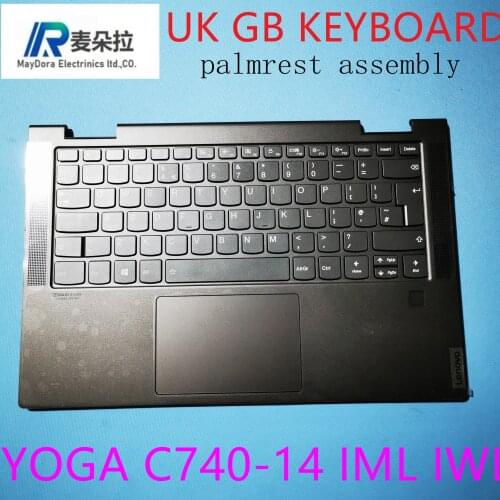 UK GB laptop keyboard for LENOVO YOGA C740-14 IWL IML palmrest assembly w/ bakclight keyboard and touchpad fingerprint GREY