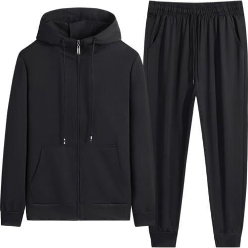 Spring and Autumn Sets Mens Zipper Cardigan Hooded Jacket+Pants Large Size Loose Casual Sporting Suit Breathable Clothing Male