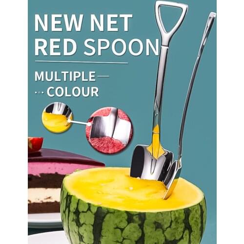 New Stainless Steel Shovel Spoon Coffee Spoon Creative Watermelon Square Shovel Spoon Ice Cream Pointed Spoon Kitchen Gadget