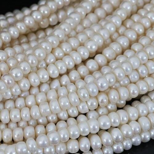 Fashion natural freshwater cultured white pearl abacus beads charms women fine jewelry making 15inch B1389