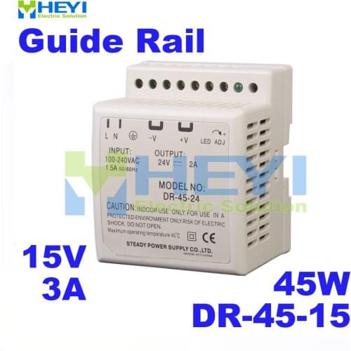 Guide Rail single group switch power supply DR-45-15 input 110 / 220VAC output 15V 3A power supply