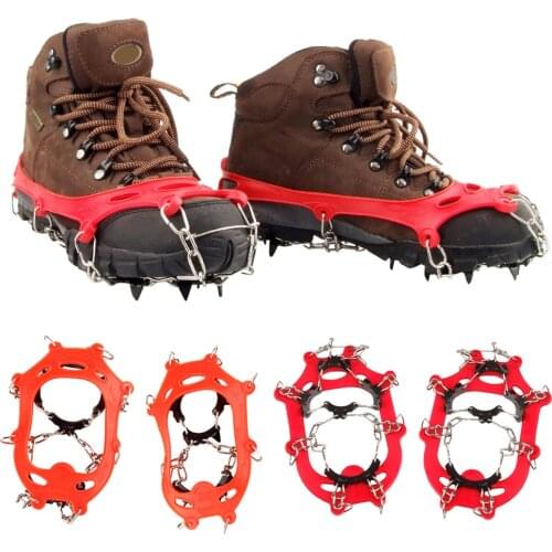 Anti Slip 11-Teeth POINT Ice Snow Shoes Spikes Grips Boots Crampons Grippers