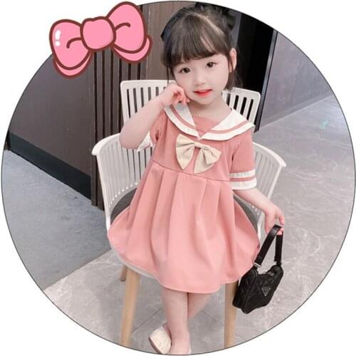 2021 Summer New Girls Korean Academy Style Lovely Bowknot Chiffon Skirt Children Dress Foreign Style Dresses Childrens Fashion