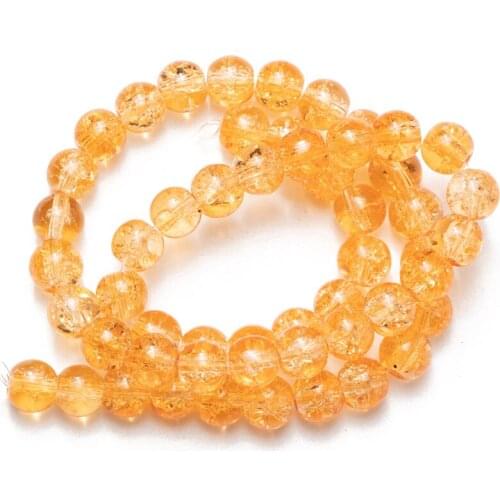 Wholesale Orange Cracked Glass Beads Natural Beads Stone Needlework for Jewelry Making 6 8 10mm DIY Bracelet Necklaces Earrings