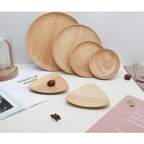 Bread Dessert Tray Rubber Wood Tableware Flat Nut Fruit Plate Tea Saucer Snack Kitchen Tray Steak Dinner Wooden Plate Cake Board