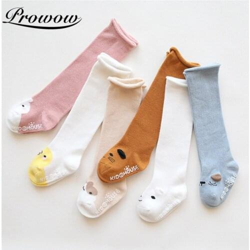 PROWOW Baby Socks Cotton Lovely Animal Print Over-the-knee Socks Breathable Anti Slip Socks For Baby Girl 0-3Y Baby Accessories