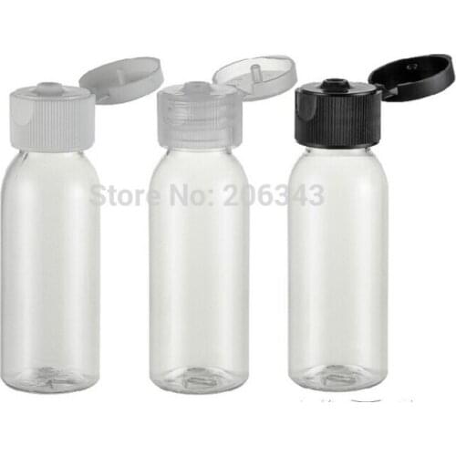 30ml transparent round shoulder plastic PET bottle ,toilet water bottle,lotion bottle with flip lid