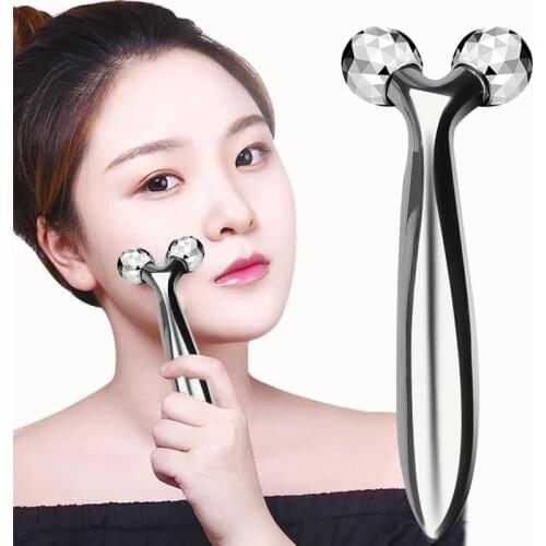 3D Roller Massager 360 Rotate Silver Thin Face Full Body Shape Massager Lifting Wrinkle Remover Facial Massage Relaxation Tool