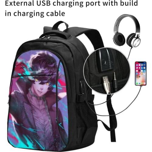 Akira Kurusu Joker Persona 5 USB Interface backpack Cartoon Anime School Bags Boys Rucksack Girls Knapsack Men Women Travel Bag
