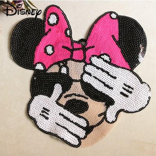 Disney Cute Cartoon Minnie Cloth Stickers Fashion Trend Sequin Clothing DIY Patch Stickers Patch Stickers