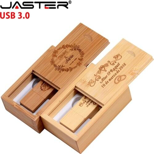 JASTER USB 3.0 wood + box memory stick custom LOGO usb flash drive 4GB 8GB 16GB 32GB 64GB 128GB pendrive U disk free logo gift