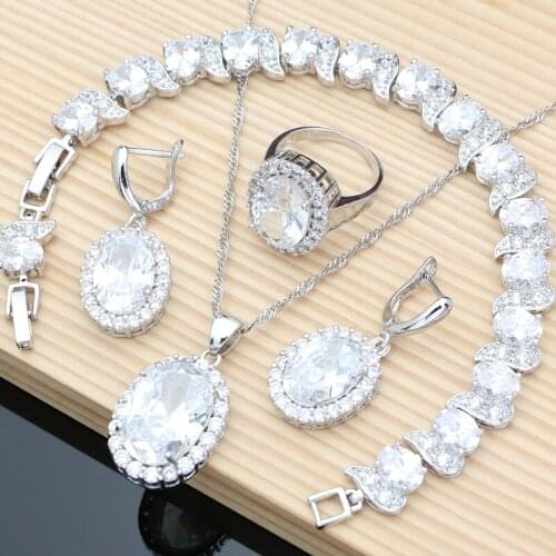 Australian Crystal 925 Sterling Silver Jewelry Sets for Women Earrings Necklace Kit Fine Jewellry Party Dropshipping