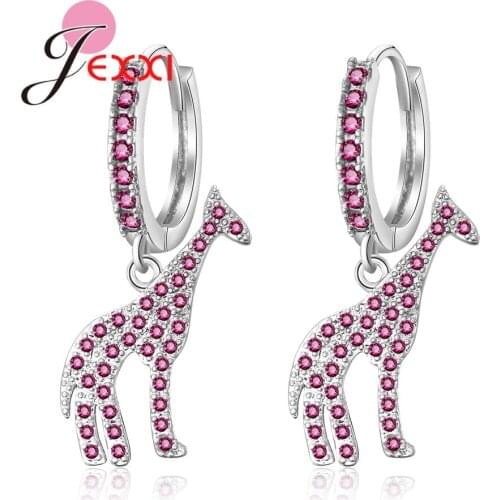 Hot Sale Drop Earring for Women Novelty Giraffa Dangler Rose Gold Color Cubic Zircon Jewelry Brithday Friendship Gift