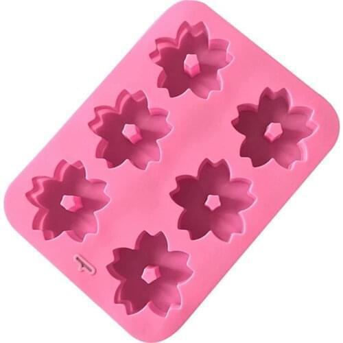 Kapmore 1pc Silicone Flower Cake Mold 6 Holes Silicone Mold Cherry Blossom Mould For Cake DIY Baking Tools Random Color