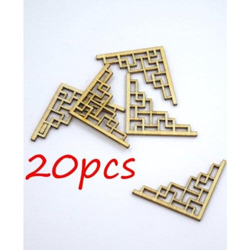 20pcs Flower Stripe Frame Natrual Wooden Scrapbooking Hollow Craft Round Random for Handmade Home Decoration 30mm 1232