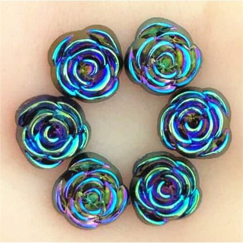 30pcs 15mm Flat Back Flower Resin Rhinestones Crystal Beads Decoration DIY