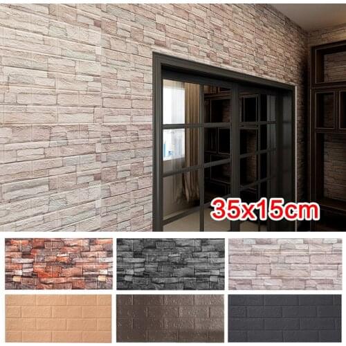 3D Brick Wall Stickers Home Decor DIY Self-Adhesive Waterproof Rustic Retro Living Room TV Background Brick Panels Wallpaper