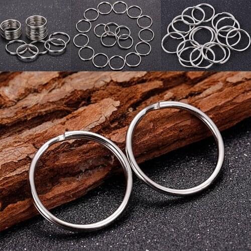 50PCS 25mm DIY Stainless Steel Silver Keychain Split Key Ring Loop Hoop Key Chain