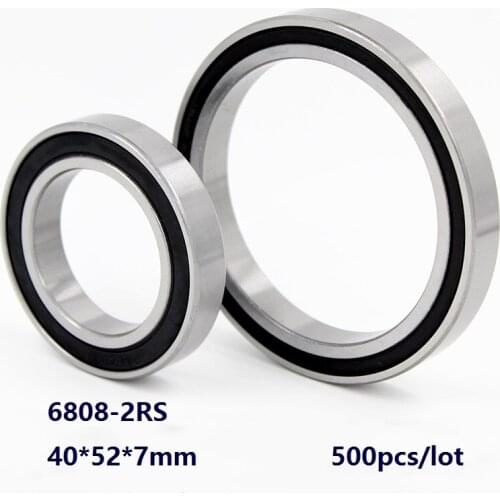500pcs/lot 6808-2RS 6808RS 6808 2RS High Quality Double rubber cover 40*52*7mm Thin Wall Deep Groove Ball bearing 40×52×7mm