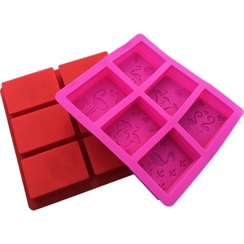 6-hole Square Flamingo Silicone Mold DIY Soap Making Supplies Handmade Soap Mold Resin Mold Fondant Tools Candle Mold m211