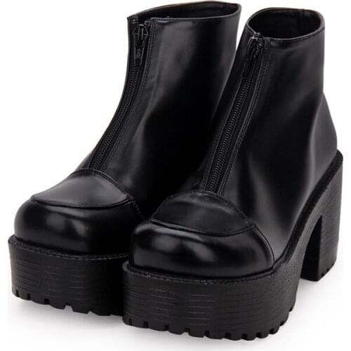 Angelic imprint New Arrival PU Leather Round Toe Punk style Platform Booties Ankle Boots Lolita Shoes Size35-39 9631