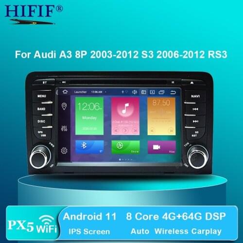 IPS DSP Android 11 CAR DVD GPS Carplay For Audi A3 8P 2003-2012 S3 2006-2012 RS3 Sportback 2011 multimedia player stereo radio