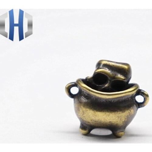 Pure Copper Knife Beads Brass DIY Outdoor Survival Tools Pendant Umbrella Drops Beads EDC Brass Cylinder Skull Paracord Beads