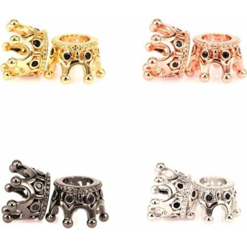 Crown beads, Black Nano Micro Pave Bead CZ Bead Black Cubic Zircon crown pave beads Men Women Bracelet Charms