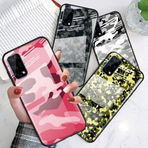 Tempered Glass Cover Camouflage Army For OPPO A9 2020 A52 Find X2 Lite Realme 7 7i 6 5 Pro C3 XT Phone Case Shell