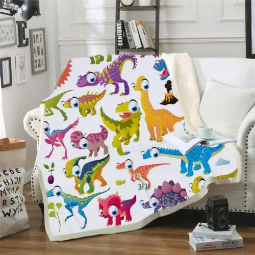 3D Printing Jurassic Dinosaur Childrens Blanket Sherpa Fleece Microfiber Blankets for bed Kids Room Decoration Bed Cover