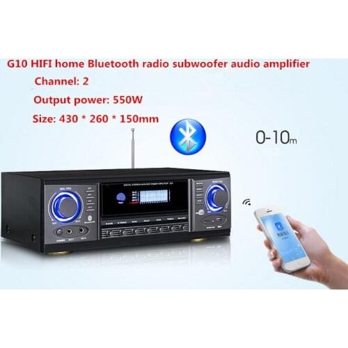 G10 550W 2.0 channel HIFI home speaker Bluetooth radio subwoofer amplifier With LED display USB/SD playback microphone input