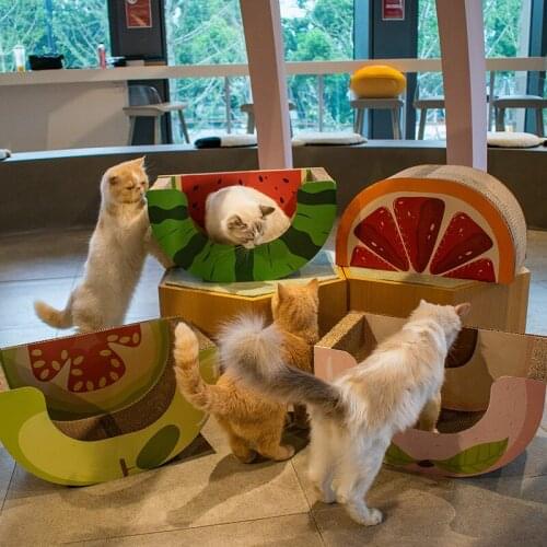 Cat Scratching Board Large Wear-resistant Claw Board Multifunctional Scratching Post Corrugated Cat Litter One Cute Fruit Toy