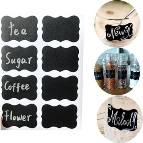 48pcs/Set Creative Black Board Kitchen Gadget Classification Jam Jar Labels Stickers Fruit Label Sticker Kitchen Accessories-S