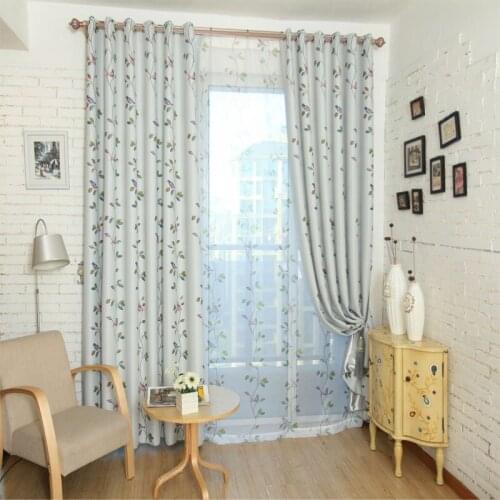 Linen Birds Blackout Curtains For Living Room Kids Bedroom Children Cotton Fabric Drapes Blinds Window Panels Green Shading