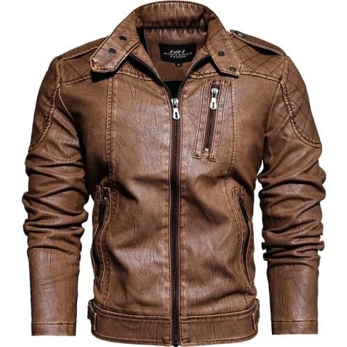 Brand Clothing Mens Leather Jackets Motorcycle PU Jackets and Coats Autumn Winter Casual Warm Fleece Leather Coats Outwear