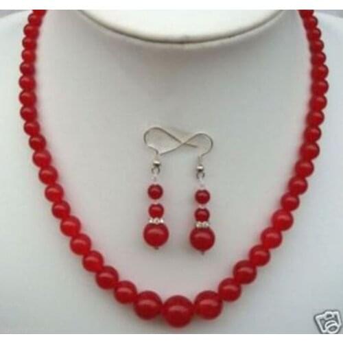 New Style Hot sale********Faddish Red jade Jewelry Necklace & Earring Fashion Wedding Party Jewellery