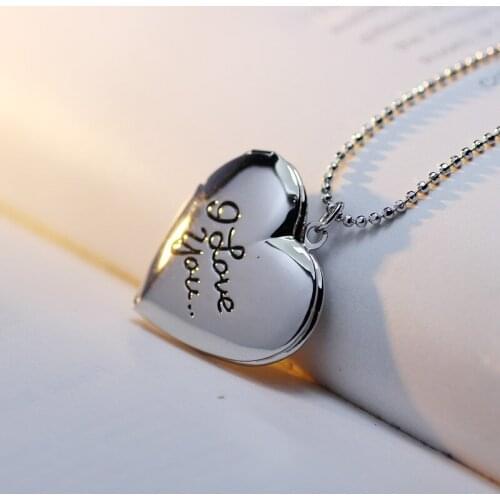 Photo memory floating locket Heart Best Friend I love you Letter Photo Frame Necklace Women Fashion Jewelry MKA53