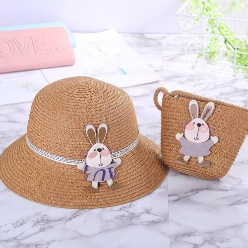 Cartoon Lion Bucket Hat for Boys and Girls Beach Summer Sunshade Panama Hats Childrens Shoulder Bag Girl Princess Messenger Bag