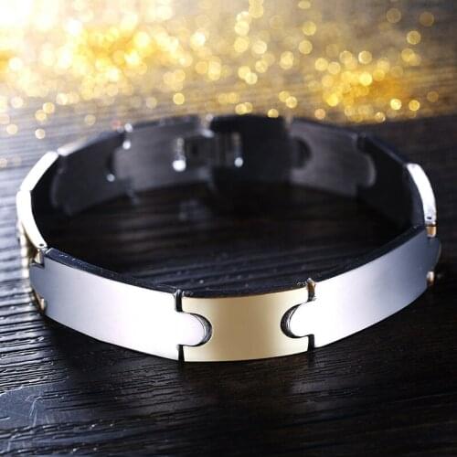 Punk 316L Stainless Steel Mens Bracelet Chain Link Jewelry Metal Bracelets For Men Women