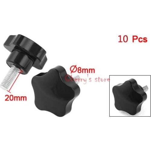 Plastic Pentangle Head Designed 8mm Thread Clamping Knob Black 10 Pcs