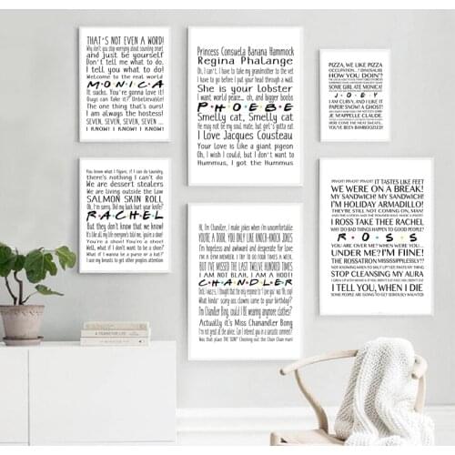 Friends Tv Show Fans Gift Posters and Prints Monica Rachel Phoebe Chandler Joey Ross Canvas Painting Print Home Wall Art Decor