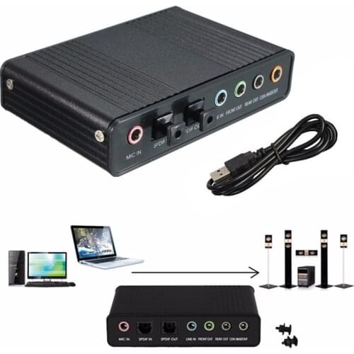 Professional External USB Sound Card Channel 5.1 Optical Audio Card Adapter Audio Driver for PC Computer Laptop