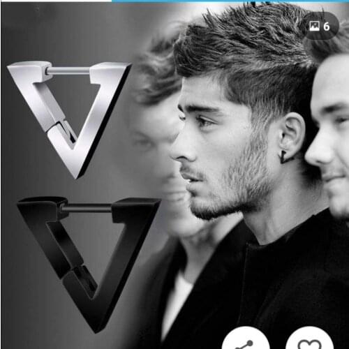 2020 1 PC Personality Simple Male Earrings Black Geometric Triangle Earrings Single Earrings