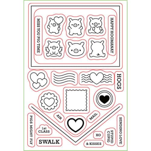 FXL The Envelope Pig Transparent Clear Stamps for DIY Scrapbooking/Card Making/Kids Christmas Fun Decoration Supplies